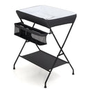 Folding Baby Change Table with Storage Basket – black changing table front view