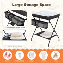 Folding Baby Change Table with Storage Basket – three-compartment basket and lower shelf