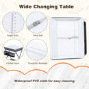 Folding Baby Change Table with Storage Basket – restraint and permanent supervision warning