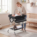 Folding Baby Change Table with Toy Bar and Wheels – black changing table with toy bar and storage