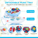 Blue musical tray and three-AA battery requirement