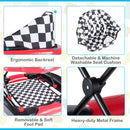 Red walker seat and foot pad details