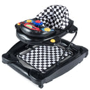 Black baby walker with musical tray and foot pad
