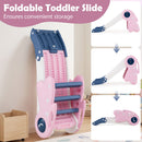 Folding Bunny Slide with Basketball Hoop and Ball – pink folded storage configuration