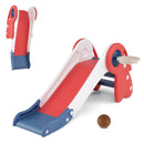 Folding Bunny Slide with Basketball Hoop and Ball – red bunny slide hoop and ball