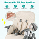Folding High Chair with Adjustable Height and Footrest – Beige – detail view