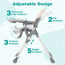 Folding High Chair with Adjustable Height and Footrest – Beige – detail view