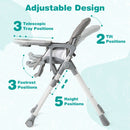 Folding High Chair with Adjustable Height and Footrest – Grey – detail view