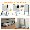 Folding Toddler Tower with Step Stool and Side Chalkboards – folded storage sequence