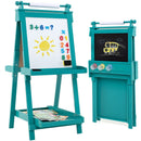 Green easel showing both board sides