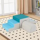 Four-Piece Foam Climbing Set with Tunnel, Step and Ramp – blue combination four-piece set