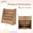Four-Tier Kids Book Display with Rear Storage – metric shelf dimensions and rear storage