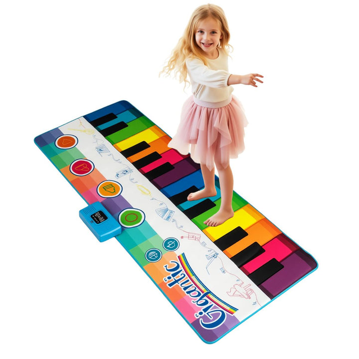 Giant 24-Key Floor Piano Mat with Recording: rainbow piano mat in use