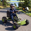 Green Kids Pedal Go-Kart with Adjustable Seat – free-wheel setting in use