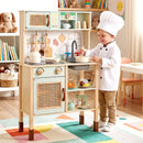 Green Wooden Play Kitchen with Rear Chalkboard, Green, view 2