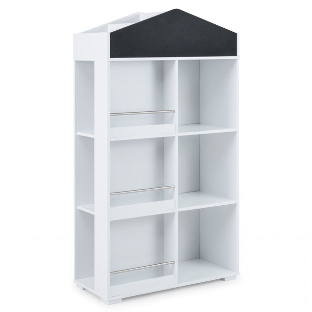 House Bookshelf with Chalkboard and Storage Compartments – empty house bookshelf