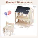 House-Shaped Kids Art Table and Chair with Bookshelves – Natural product view 5