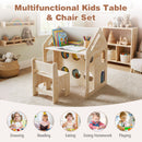 House-Shaped Kids Art Table and Chair with Bookshelves – Natural product view 6