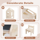 House-Shaped Kids Art Table and Chair with Bookshelves – Natural product view 10