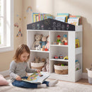 House-Shaped Kids Bookcase with Chalkboard and Compartments – White product view 1