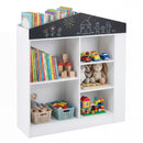 House-Shaped Kids Bookcase with Chalkboard and Compartments – White product view 3