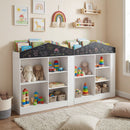 House-Shaped Kids Bookcase with Chalkboard and Compartments – White product view 6