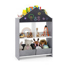 House-Shaped Kids Bookcase with Drawing Boards and Fabric Drawers – Grey product view 2