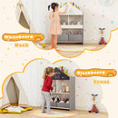 House-Shaped Kids Bookcase with Drawing Boards and Fabric Drawers – Grey product view 7