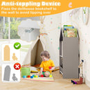 House-Shaped Kids Bookcase with Drawing Boards and Fabric Drawers – Grey product view 9