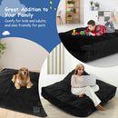 Black crash pad shown in family-room settings