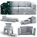 Grey stars ten-piece modular foam play couch with alternative floor arrangements