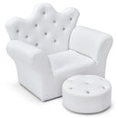 Kids Crown Back Sofa Chair and Ottoman – White crown-back chair and matching ottoman