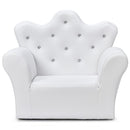 Kids Crown Back Sofa Chair and Ottoman – White crown-back chair front view