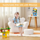 Kids Crown Back Sofa Chair and Ottoman – White chair and ottoman for reading time