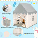 Kids playhouse with mat in beige - fastener, mesh-window and entrance-curtain details