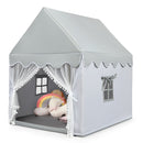 Kids playhouse with mat in grey - styled three-quarter white-background view