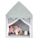 Kids playhouse with mat in grey - front white-background view