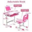 Pink desk and chair dimensions and separate 80 kg tabletop and 50 kg chair load limits