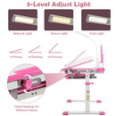 Pink desk LED lamp light modes and adjustable desktop tilt