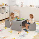 Grey U-Shaped Kids Table and Two-Chair Set, Grey, view 1