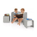Grey U-Shaped Kids Table and Two-Chair Set, Grey, view 2
