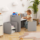 Grey U-Shaped Kids Table and Two-Chair Set, Grey, view 6