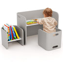 Grey U-Shaped Kids Table and Two-Chair Set, Grey, view 7