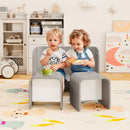 Grey U-Shaped Kids Table and Two-Chair Set, Grey, view 10