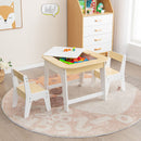 Natural and white activity table with removable whiteboard insert and storage