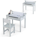 Grey drawing set and plain desktop view