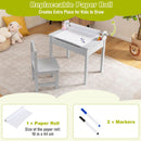 Grey desk paper-roll holder with included 10 m by 44 cm roll and two markers