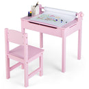 Pink drawing table and chair with paper roll and two markers