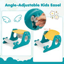 Yellow activity table adjustable whiteboard angle and fixing knob
