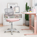 Pink study chair in a study room; desk and accessories not included